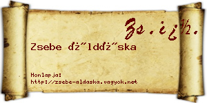 Zsebe Áldáska névjegykártya